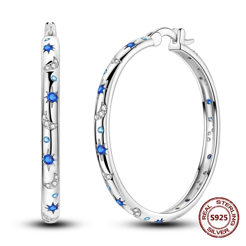 Fine Jewelry 925 Silver Rose Gold Plated Zircon Sparklin Hoop Earrings For Women mbzr