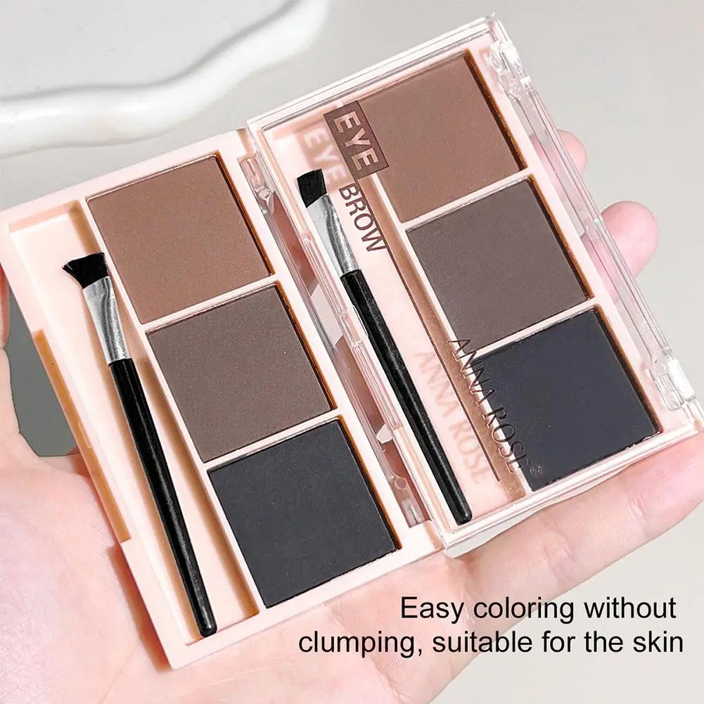 ANNA ROSE 3-In-1 Eyebrow Powder Palette With Enhancer Brush Natural Long-Lasting Shaping Sweat-proof Waterproof Makeup mbzr