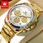 OLEVS 2939 Luxury Quartz Movement Rainbow Di Watch For Men 24-hour Display Minute Timing Single Calendar Window Luminous 30M Waterproof Watch mbzr