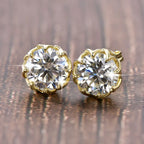 OXTAO Moissanite Circular Stud Earrings for Women 14K Gold Filled Flower Earring Fine Jewelry 6mm/8mm D Color Lab Diamond Gift
