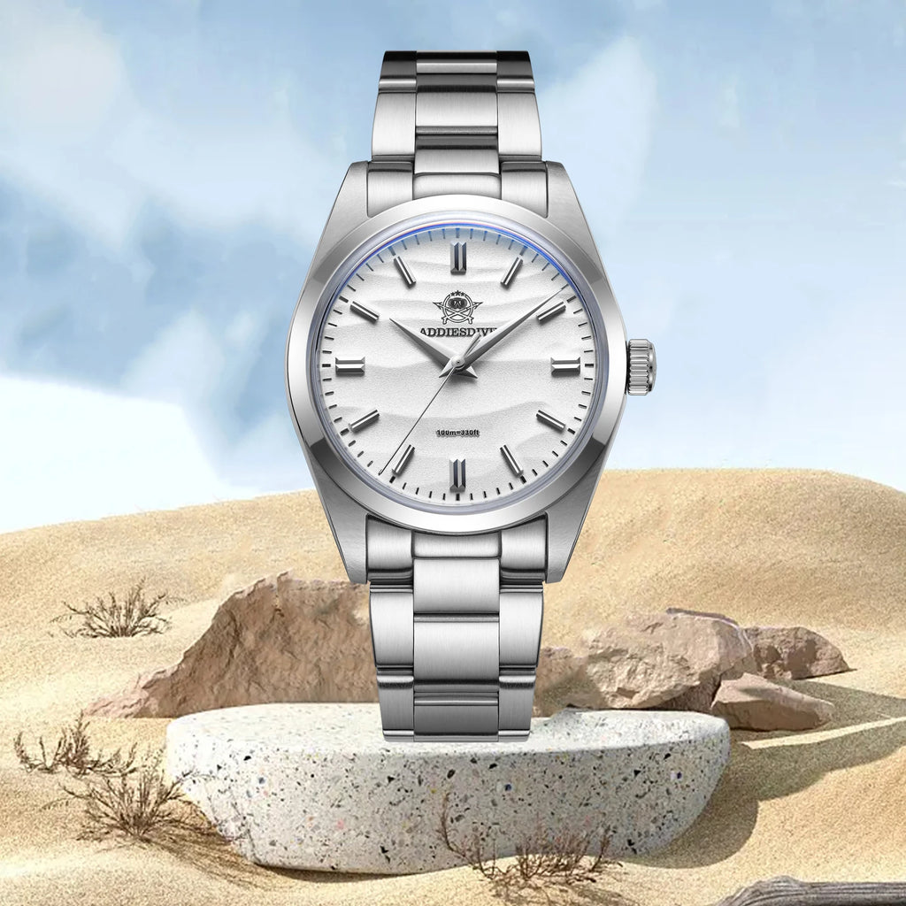 ADDIESDIVE Men's Quartz Wristwatch Bubble Mirror Glass 100M Waterproof 316L Stainless Steel Luxury Business Style Watches AD2030