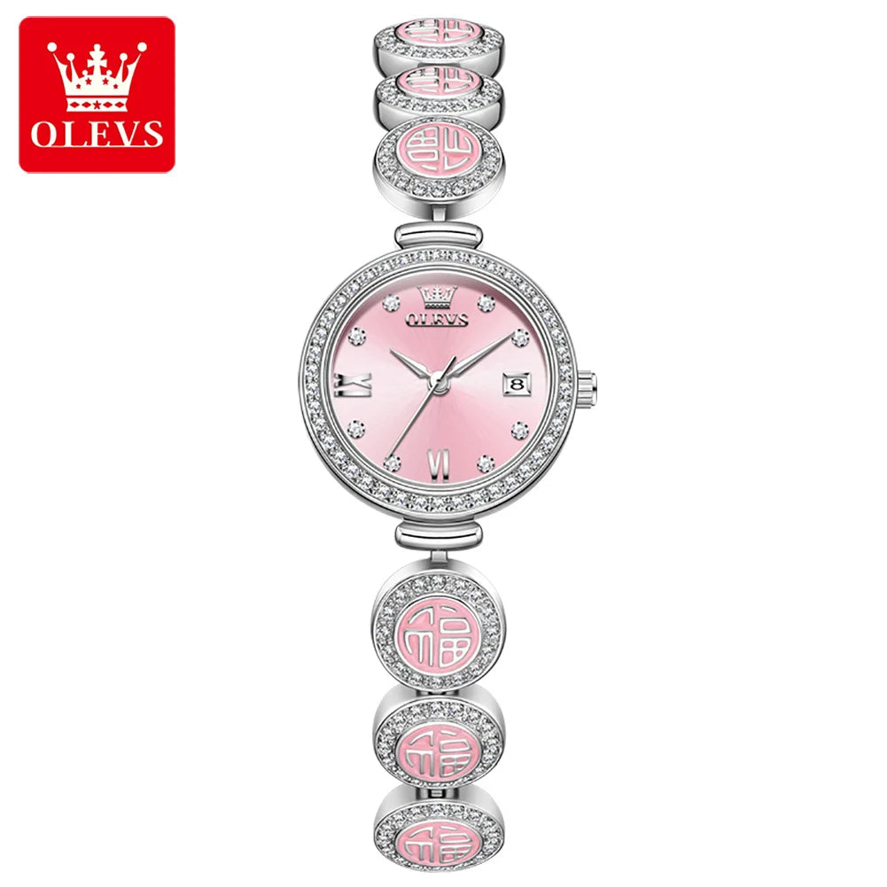 OLEVS 5630 Women Watch Luxury Brand Diamond Watch Date Waterproof Clock Quartz Watch Exclusive Blessing Bracelet Women Watch mbzr