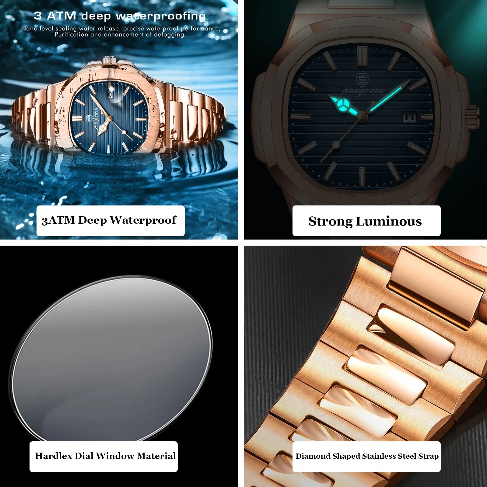 2026 New For Men Fashion Brand Male Watch Waterproof Luminous Stainless Steel Watches  Date Week Casual Quartz Men's Clock Reloj mbzr