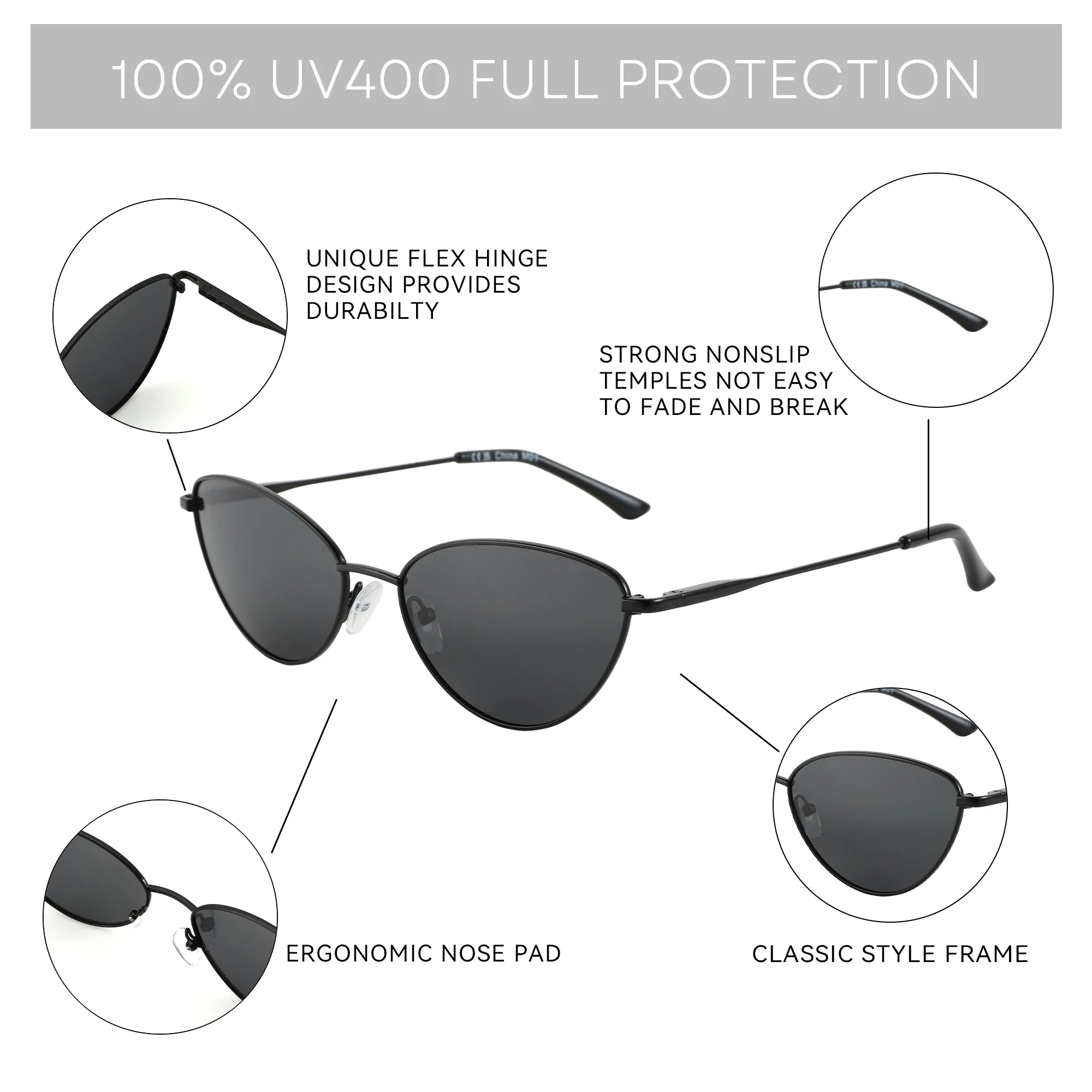 ZENOTTIC Cat Eye Sunglasses UV400 Polarized Fashion Glasses Trendy Style Woman Sunglass