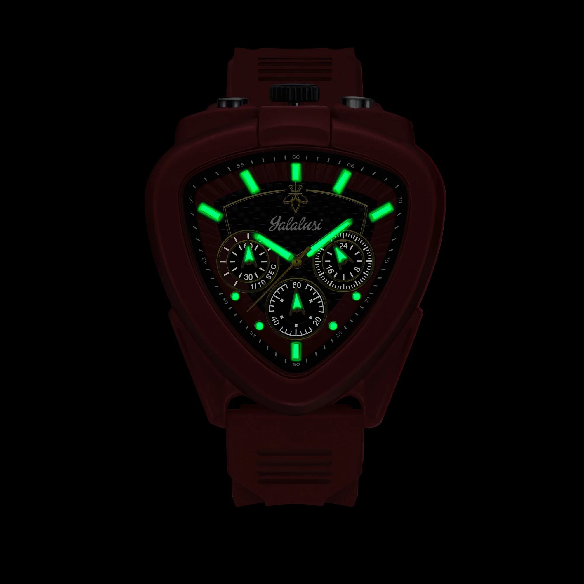 YaLaLuSi Unique Triangle Men Watch Silicone Strap Chronograph Quartz Wristwatch Fashion Sport Waterproof Male Clock Gift