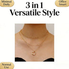 Multi‑Layer Gold Tone Zinc Alloy Necklace Textured Circle Pendant Daily Neckwear