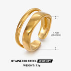 Stainless Steel Irregular Double Layer Open Rings for Women Gold Color Couple Wedding Ring Trendy Elegant Aesthetic Jewelry New