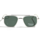 Peekaboo TR90 Polarized Sunglasses Men Retro Style Metal Square Sun Glasses for Women Double Bridge Driving Green Black UV400