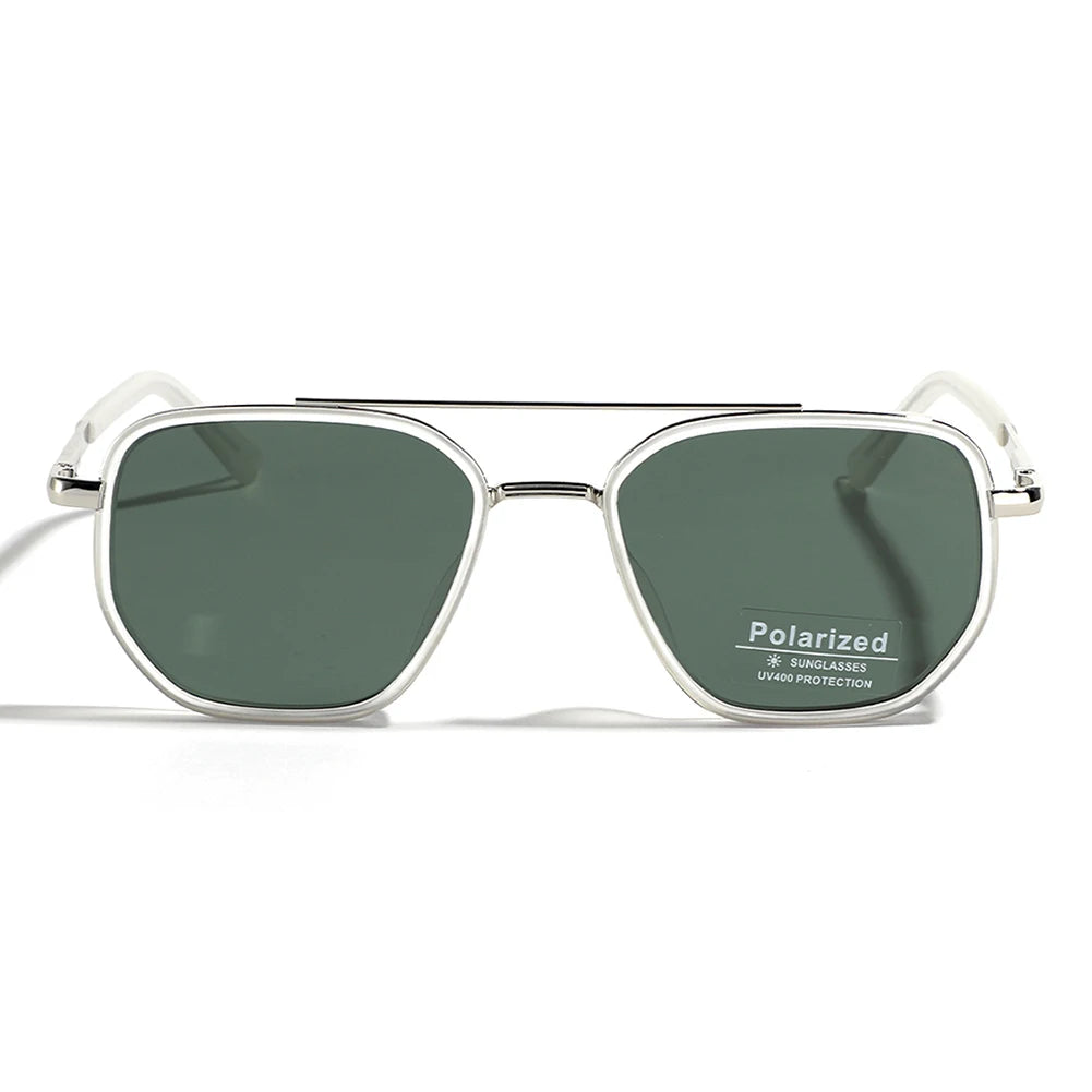 Peekaboo TR90 Polarized Sunglasses Men Retro Style Metal Square Sun Glasses for Women Double Bridge Driving Green Black UV400