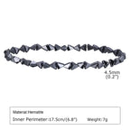 Vnox Stylish Black Triangle Beads Bracelets for Men Women Stretch Unisex Gallstone Handmade Hematite Wristband Jewelry