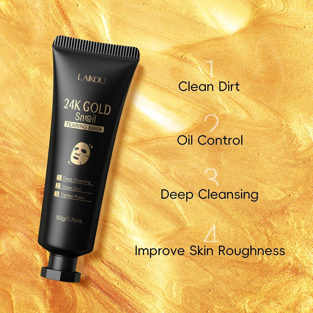 LAIKOU 24K Gold Snail Peel-Off Mask 3PCS Deep Cleansing Pore Tightening Blackhead Removal Detoxifying Facial Treatment 50g mbzr