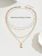 Exquisite Women's Multi-Layer Pendant Necklace, Western Style Boot Pendant Women's Jewelry, Detailed With Faux Pearl, Suitable F
