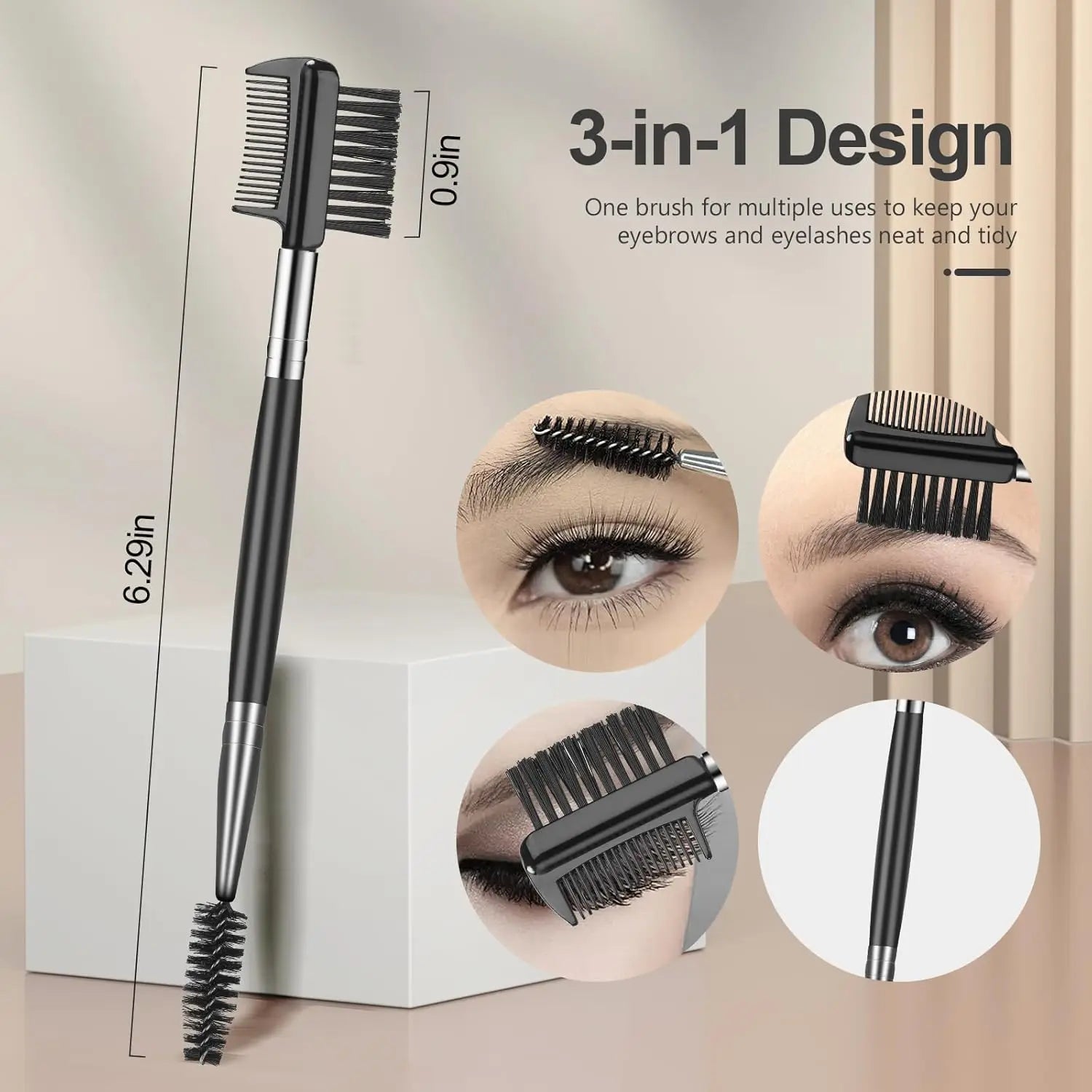Eyelash Comb Set Lash Separator & Brow Brush for Precise Eye Makeup, 4 Pieces mbzr