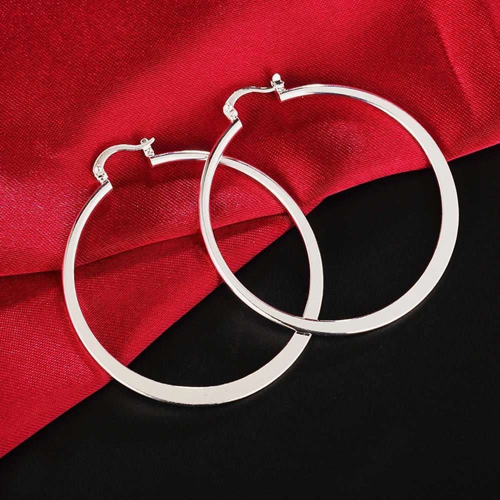 Top Quality 925 Sterling Silver Earrings Simple Round Circle Hoop Earrings For Woman Fashion Wedding Engagement Charm Jewelry mbzr