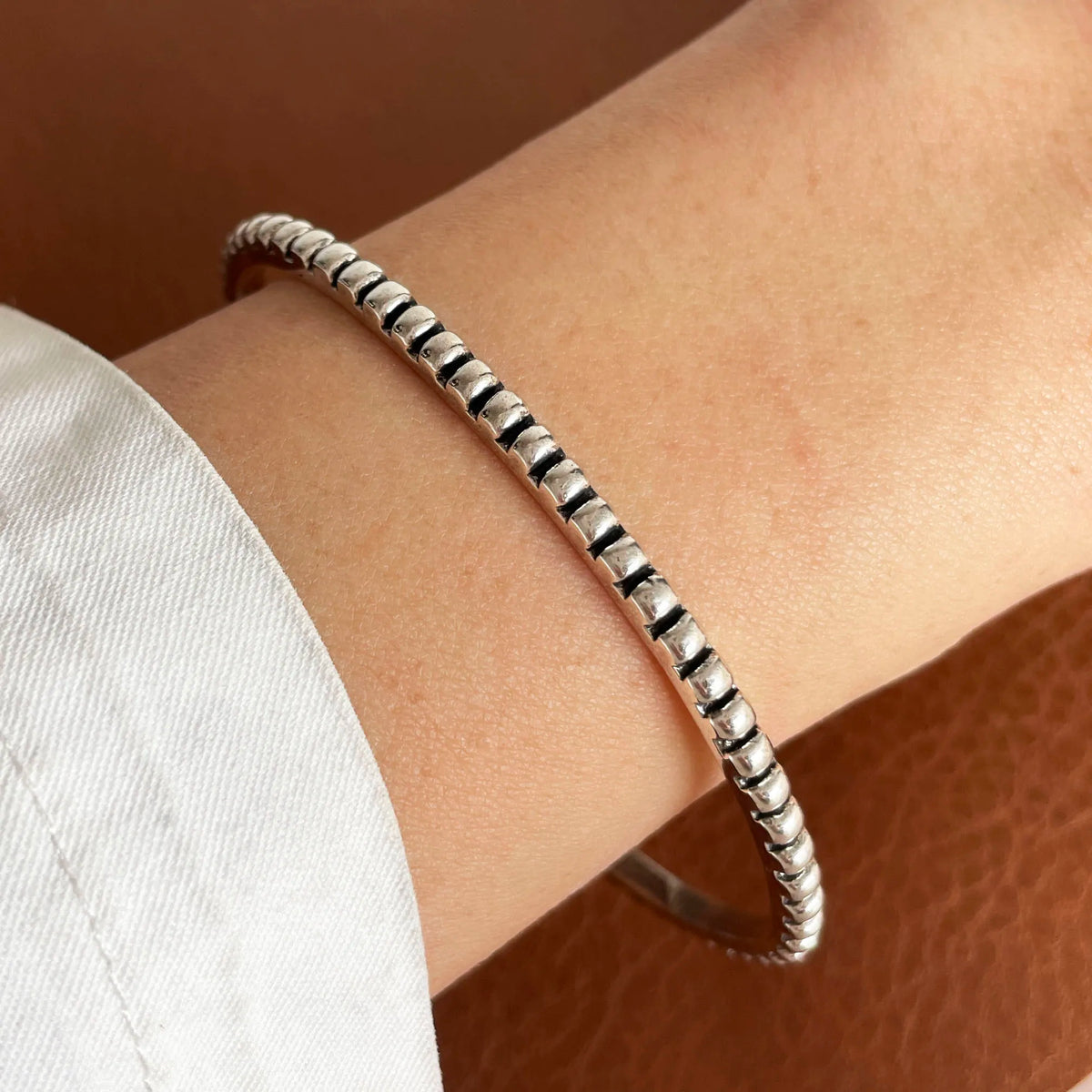 Chain and Link Bracelets Vintage Handmade Simple Retro Black Stone 925 Silver