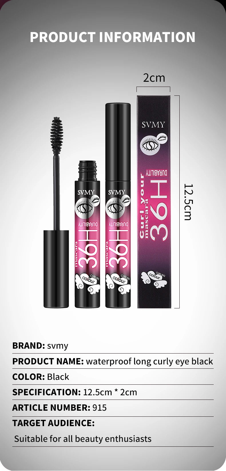 Curling Volumizing Black Mascara Lengthening Waterproof Long-lasting Smudge-proof Y2K Daily&Party Makeup Gift Suitable For Skins mbzr