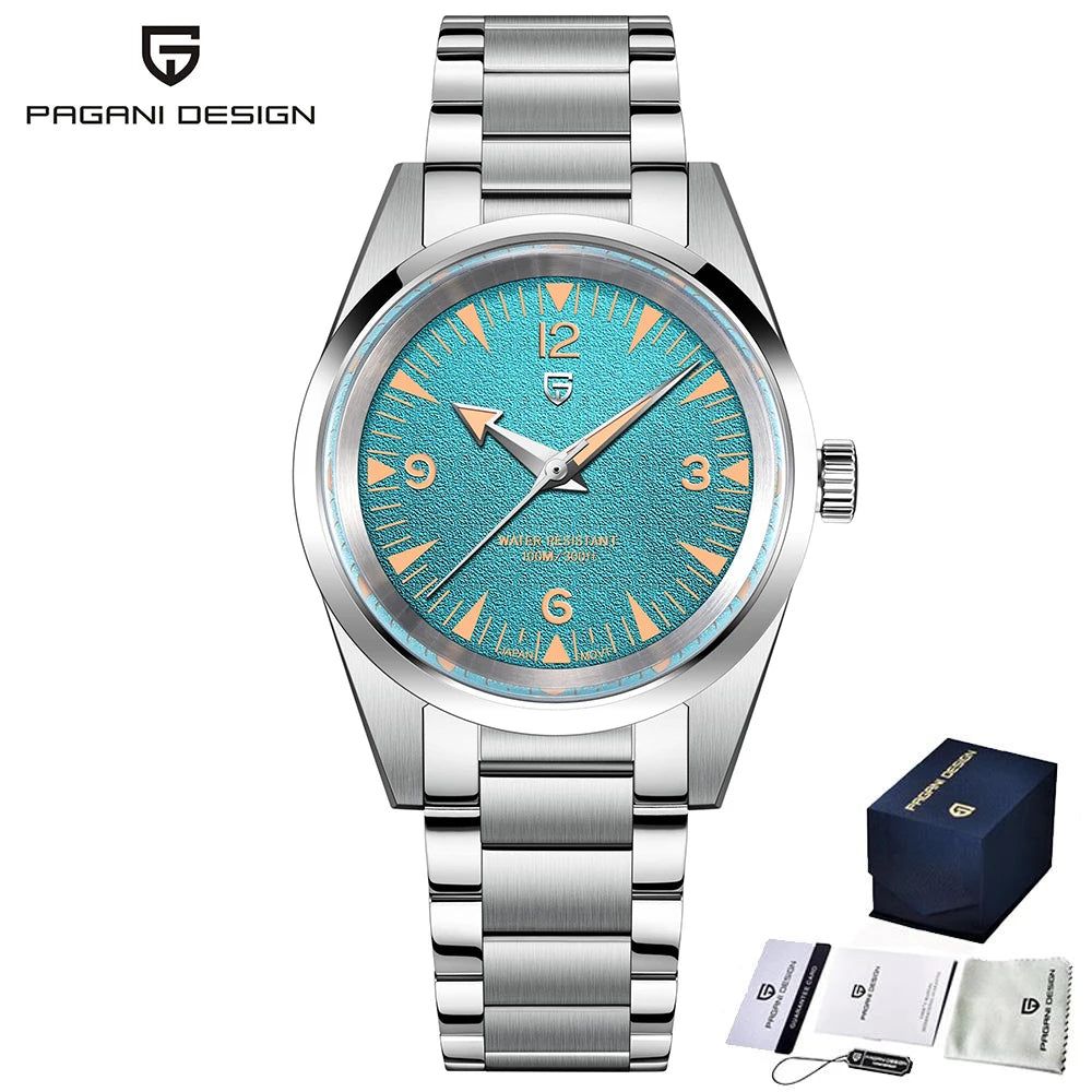 PAGANI DESIGN 38MM Retro Luxury Quartz Watches For Men VH31 Movement Sapphire Stainless Steel 100m Waterproof Reloj Hombre