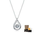 925 Sterling Silver Teardrop Shape Moissanite Pendant Necklace for Women, Round Brilliant Cut Center Stone Dainty Water Drop Charm Chain, Elegant Wedding Bridal Jewelry, Valentine's Day Anniversary Birthday Proposal Gift for
