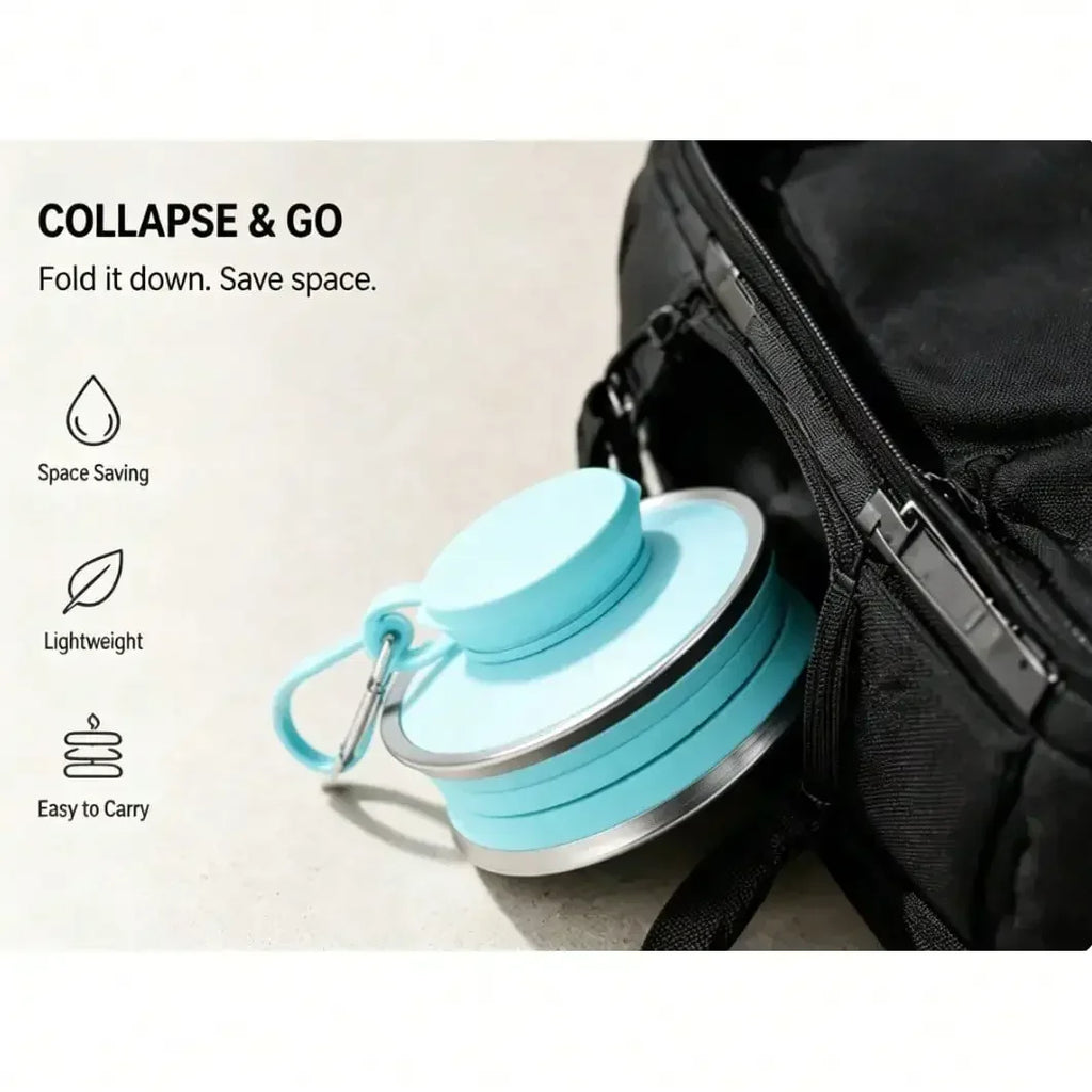 Collapsible Silicone Water Bottle With Carabiner, Reusable Leak Proof Foldable Camping Cup, Portable Sports Travel Bottle For Ou mbzr