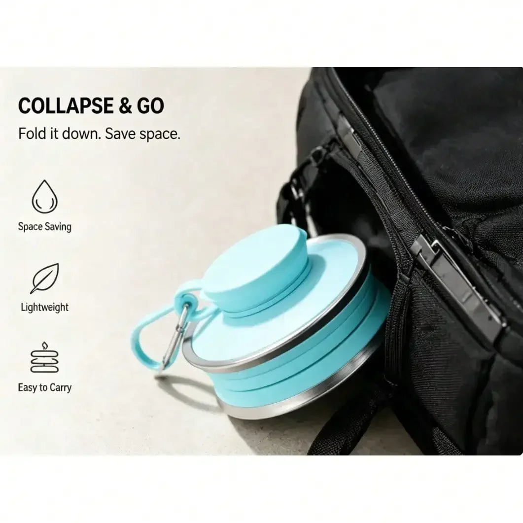 Collapsible Silicone Water Bottle With Carabiner, Reusable Leak Proof Foldable Camping Cup, Portable Sports Travel Bottle For Ou mbzr