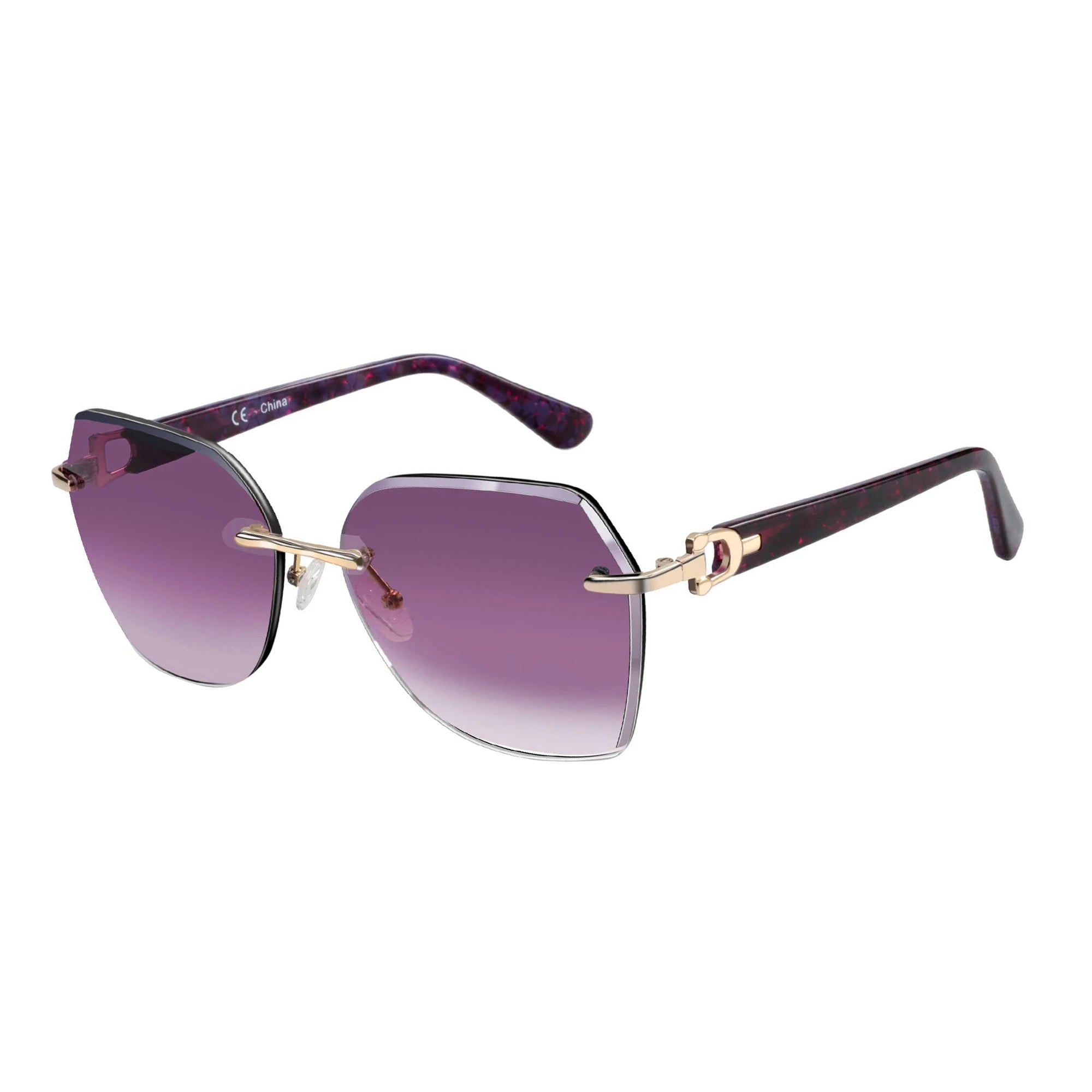 ZENOTTIC Oversized Rimless  UV Protection Sunglasses for Women Geometric Diamond Cutting Gradient Lens Fashion Shades Trendy