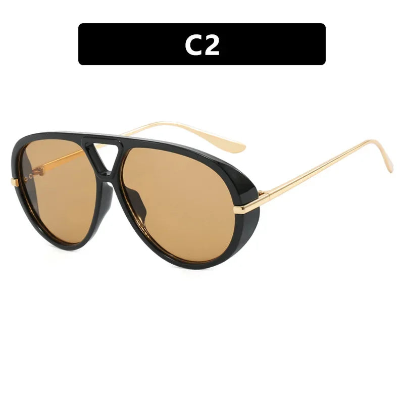 Vintage Oversized Sunglasses Women Retro Brand Big Frame Sun Glasses Female Black Yellow Ins Style Square Glasses Oculos De Sol mbzr