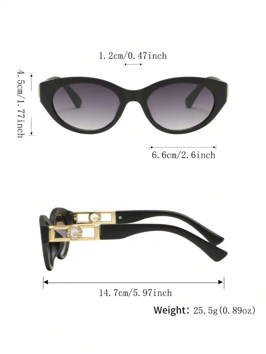 Womens Oval Plastic Fashion Sunglasses With Gold Tone Accents For Vacation Driving And Casual Wear mbzr