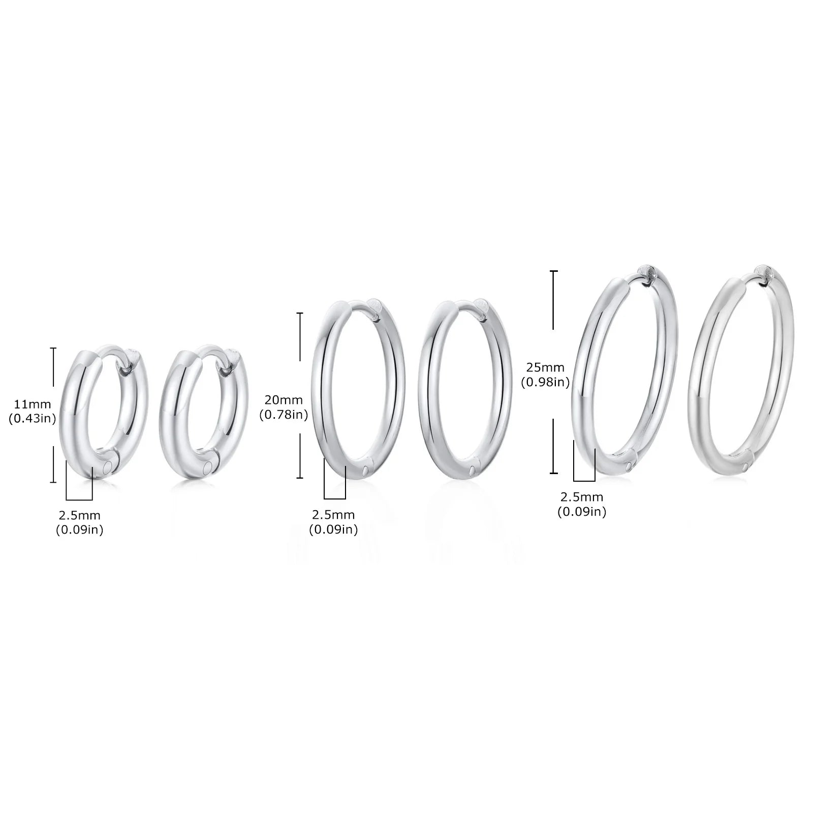 Classic Stainless Steel Hoop Earring for Men Boys,Anti Allergy Metal Huggies Hoop Earring,Simple Male Stacked Earring Jewelry