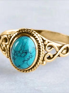 Women's Imitation Turquoise Ring Design, Valentine's Day Gift, Bridal Wedding Engagement Jewelry, Daily Wear Decorative Accessories