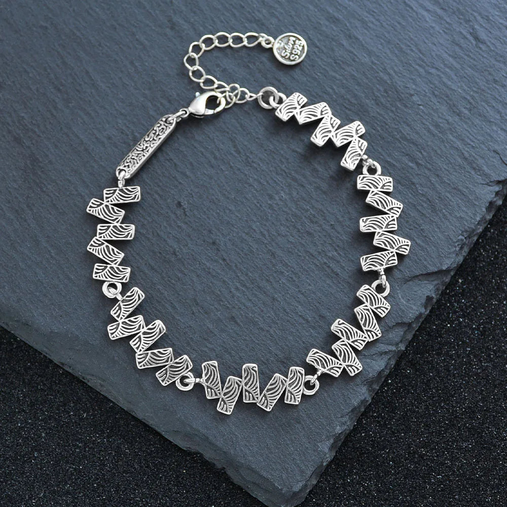 925 Sterling Silver Bracelet Rose Flower Linked Vintage Punk Adjustable Chain For Woman Girl Jewelry Gift Dropship Wholesale