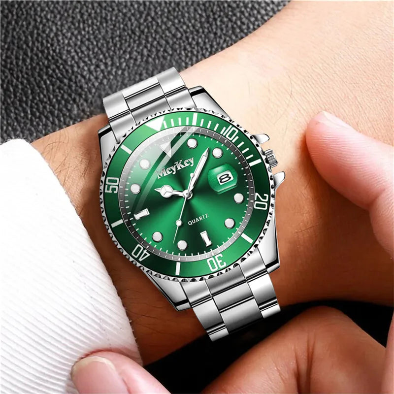 Fashion Men Business Watches Stainless Steel Band Men Calendar Quartz Watch Casual Clock Sports Wristwatch Reloj Hombre mbzr