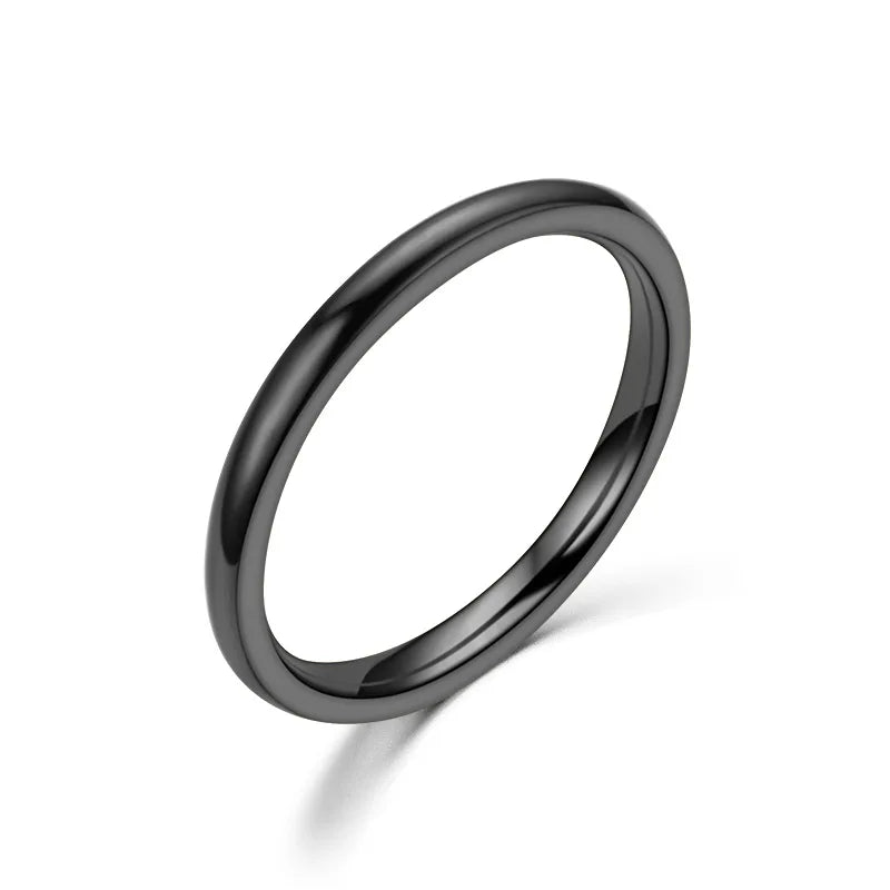 1PC 2mm Thin Stainless Steel Rings Rose Gold Fashion Simple Titanium Steel Rings for Women Girl Gifts