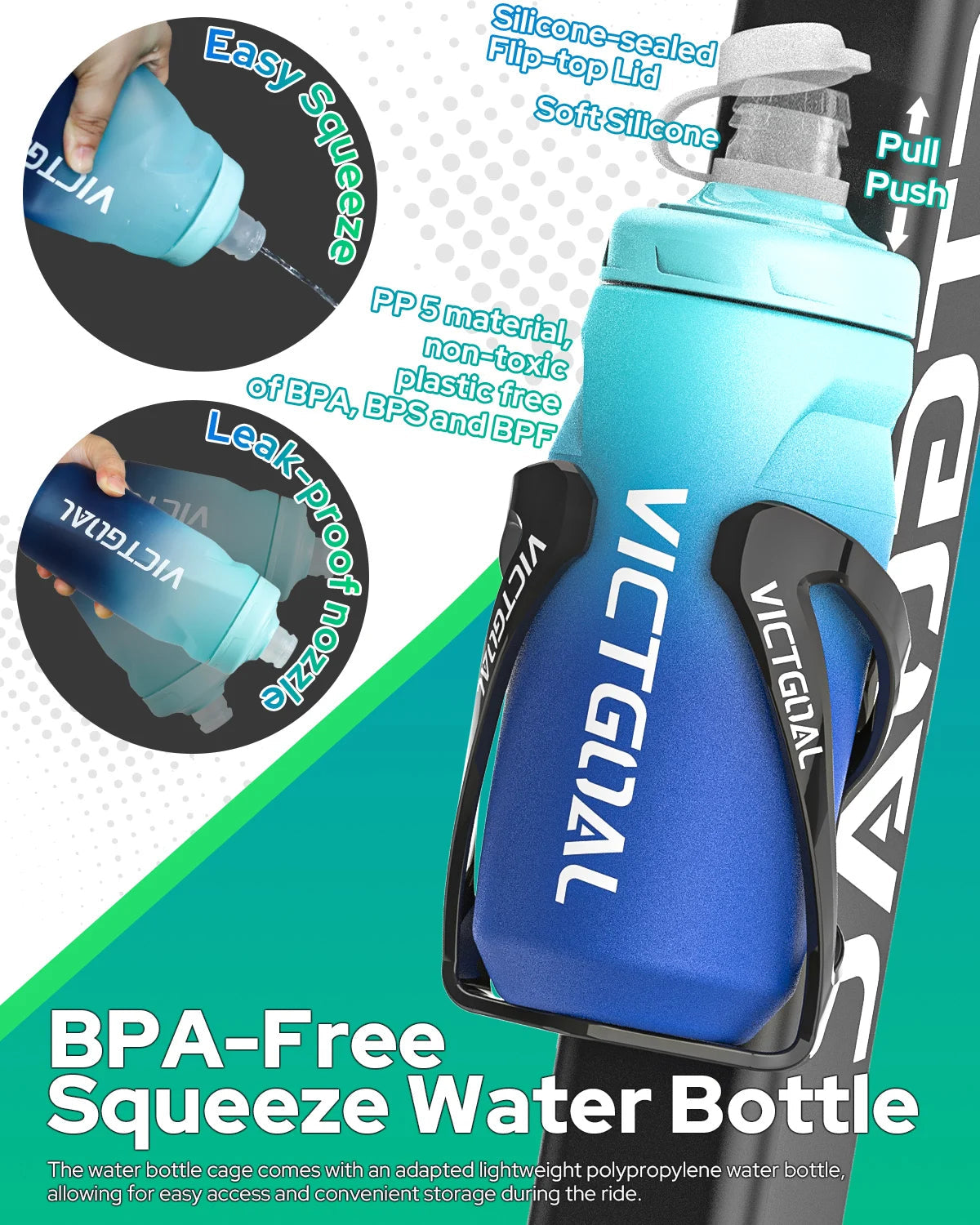 VICTGOAL Bicycle Water Bottle Holder Cage with Hidden AirTag Mount Squeeze Bottle mbzr