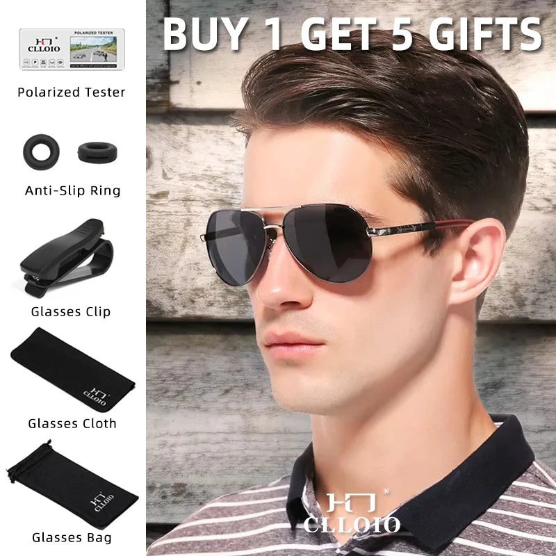 CLLOIO Men Classic Aluminum Polarized Sunglasses Women Driving Glasses Pilot Sun Glasses Brand Designer Male Vintage Sunglasses mbzr