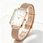 Women Quartz Watches 34mm Rose Gold Minimalist Stainless Steel Mesh Clock 3Bar Waterproof Suitable Daily Wear Jewelry Decoration mbzr