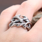 Fashion Vintage Hollow Out Design Crown of Thorns Rings for Men Women Stainless Steel Punk Biker Wedding Party Gifts Wholesale