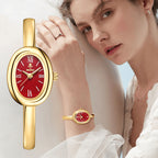 YaLaLuSi Vintage Silver Ladies Oval Wristwatch Classic Roman Scale Solid Open Cuff Band Glossy Black Dial Fashion Quartz Watch For Daily Work Casual Outfits