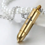 Cross Bullet Memorial Cremation Necklace Pendant Men Women Urn Jewelry For Ashes