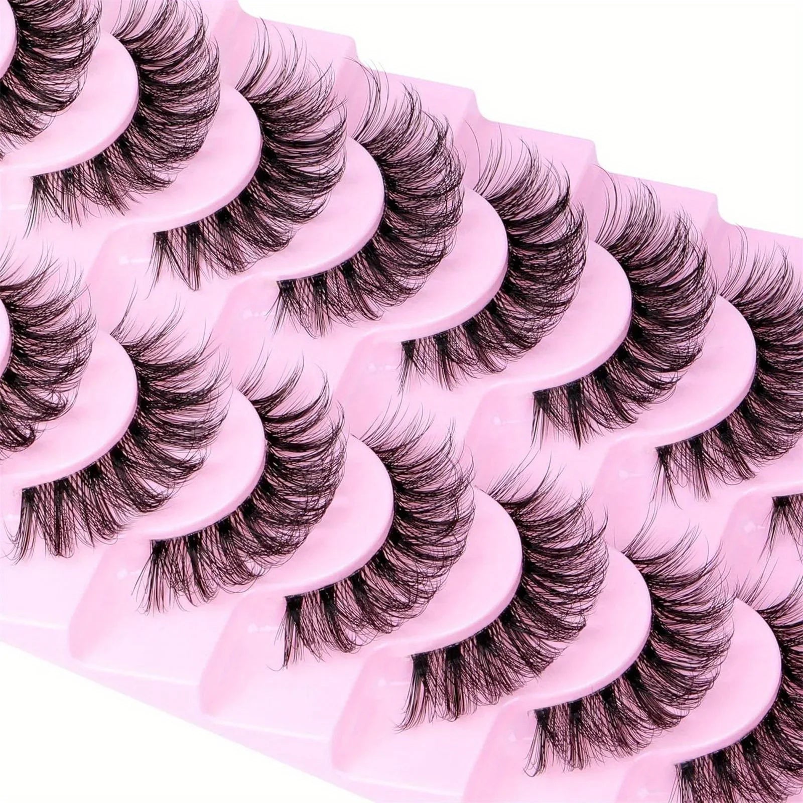 30Pairs 3-Pack  Fluffy False Eyelashes Wispy Lashes 3D Volume Strip Lashes D Curl Fake Eyelashes with Clear Band Eye Lashes mbzr