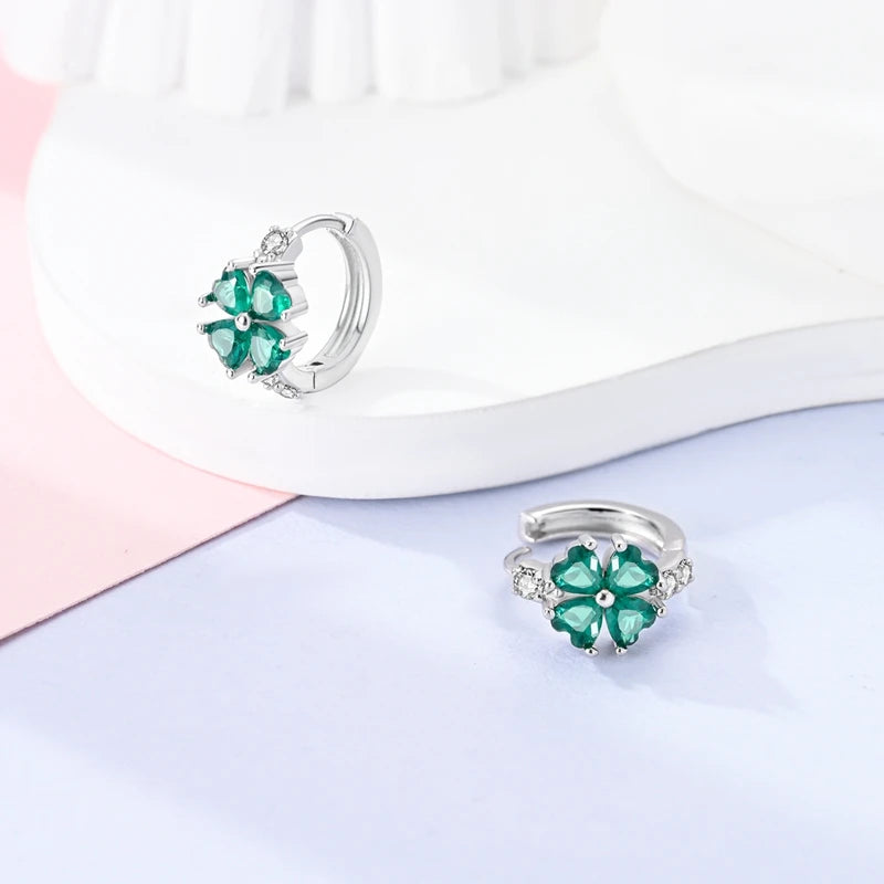 MULA 925 Sterling Silver Earring Stud For Women Fine Jewelry Gift Butterfly Four-leaf Clover Flowers Firefly Zircon Hoop Earring