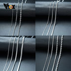 Vnox Basic Chain Necklaces for Men Never Fade Tone Stainless Steel Rolo Box Snake Chains Necklace 18-24 inch