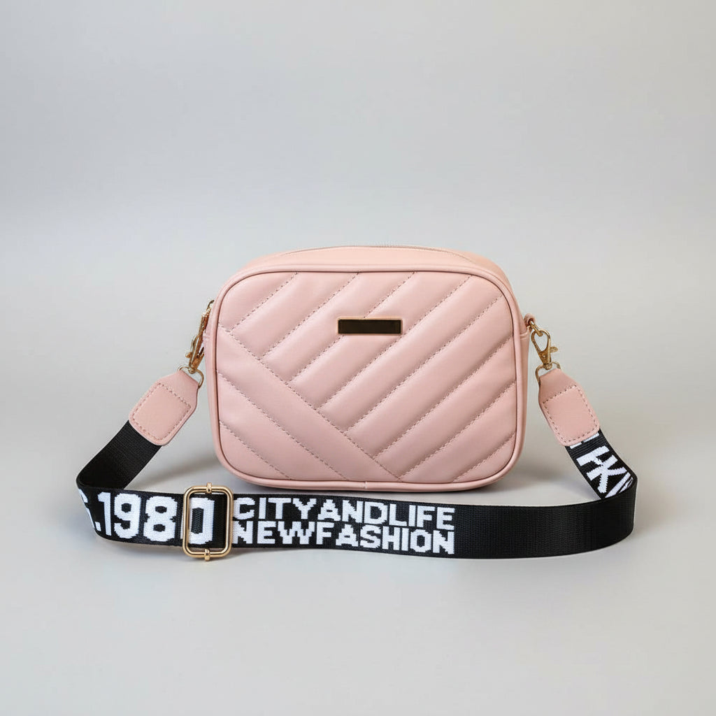 TPU Striped Camera Crossbody Bag with Phone Pocket for Women
