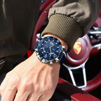 POEDAGAR Original Watches For Man Waterproof Luminous Date Fashion Male Clock Chronograph Leather Quartz Sports Men's Wristwatch Big Dial Male Reloj