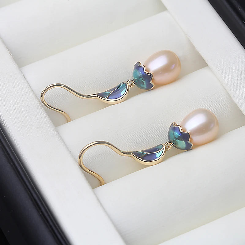 Freshwater Pearl Earrings Silver Women Birthday Gift White Black mbzr