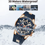 REWARD Luxury Sport Men Quartz Watch Man Wristwatch Chronograph Silicone Strap Waterproof Luminous Hands Date Men's Watches