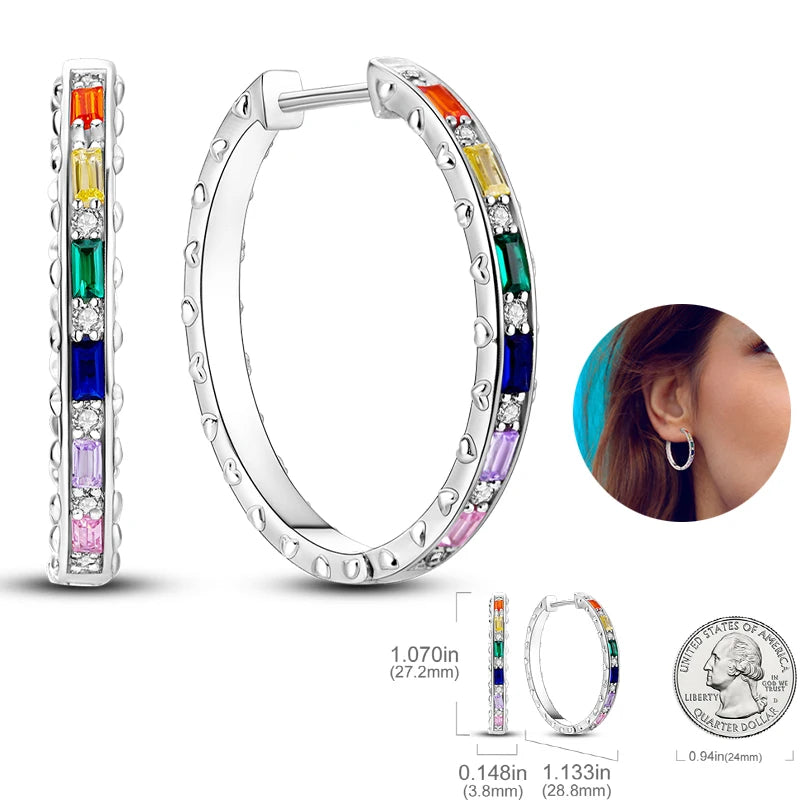 Women's 925 Sterling Silver Circle Style Simple Colorful And Shiny Zircon Earrings Fit For Attend A Wedding Exquisite Jewelry mbzr