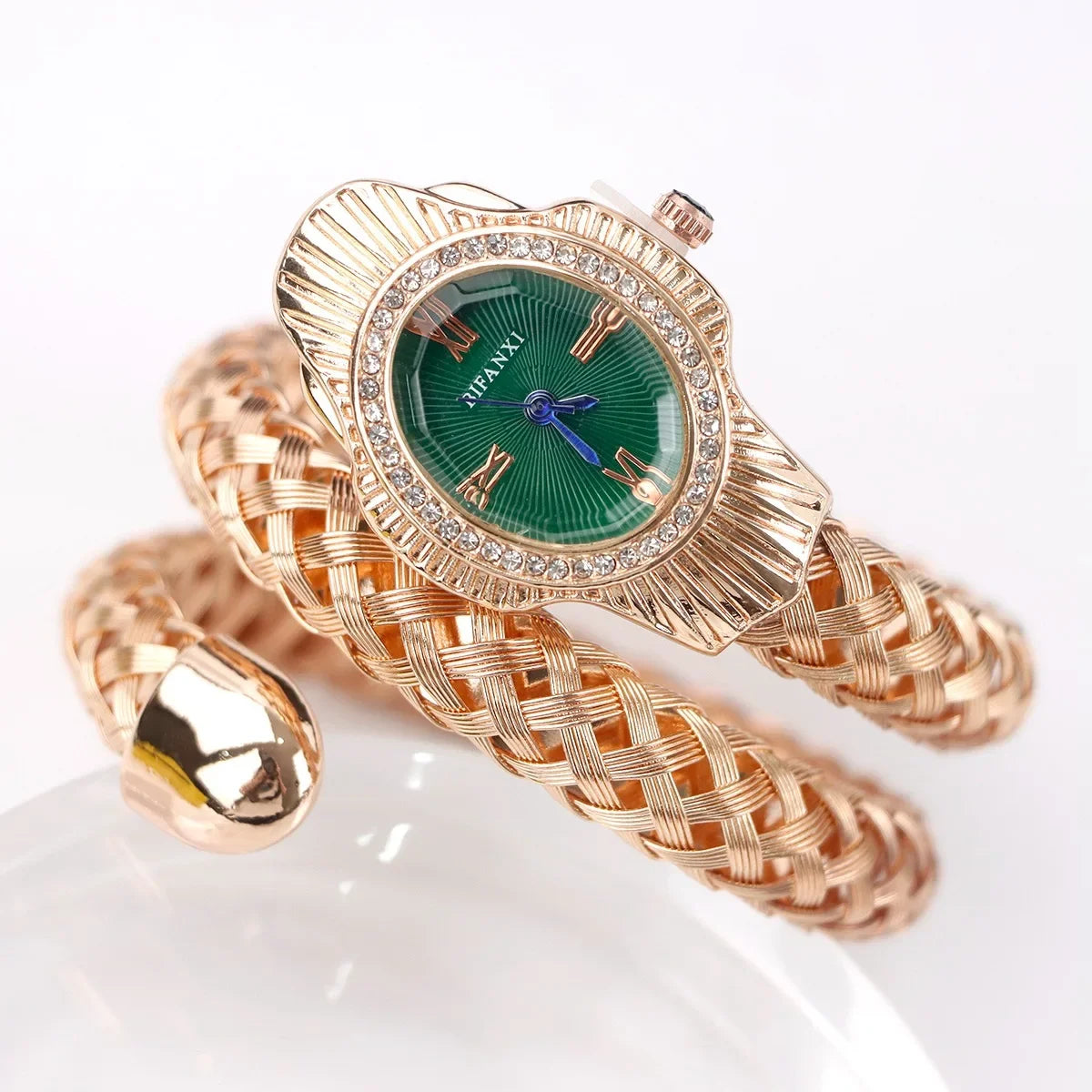 Fashion Diamond BIFANXI New Quartz Watch Women Unique Snake Shape European American Bracelet Watches Wire Braided Lady Wristatch