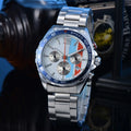 Men Racing Sport Quartz Chronograph Watch Stainless Steel Metal Bracelet 3 Sub-Dials Multicolor Dial Optional Tachymeter Bezel Date Calendar Luminous Waterproof Large Dial Business Casual Male Wrist Clock