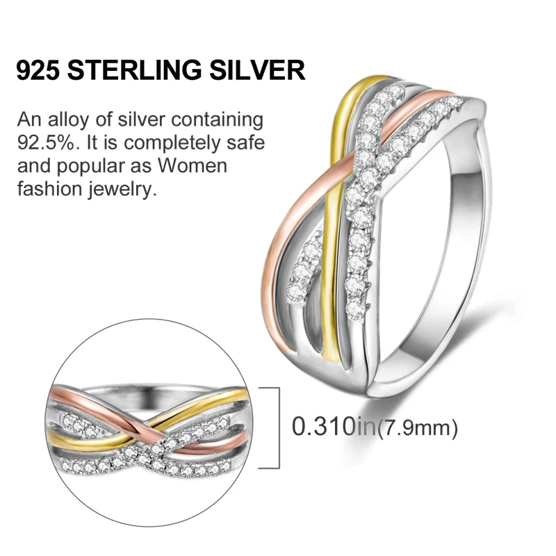Original 925 Sterling Silver Ring Colorful Diamonds Cubic Zircon Finger Ring for Women