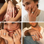 12Pcs Stainless Steel Fidget Rings for Women Men Anxiety Spinner Ring Adjustable Flower Moon Star Stress Relieving Fidget Spinning Ring Wedding Band Rings Set